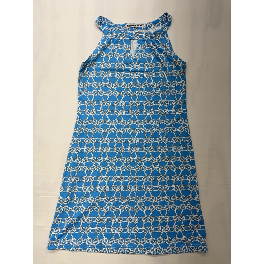 Barbara Gerwit Women's Dress Blue With Rope Detail Stretch Sleeveless Size Small
